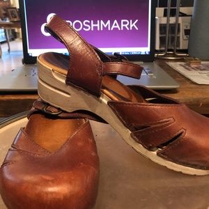 DANSKO Womens Clogs Shoes Slingback Leather Cognac Brown EU 40 9-9.5